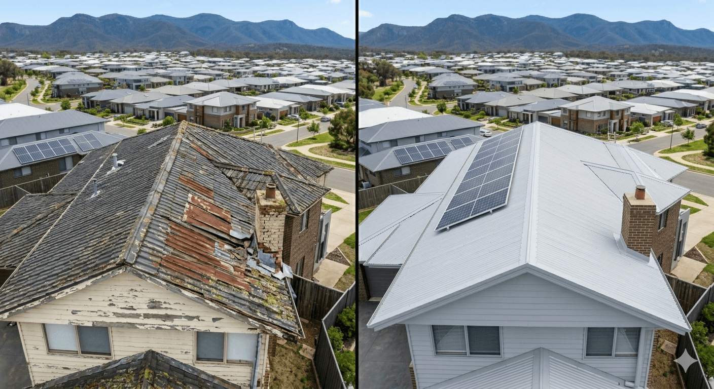 Roofing before and after Canberra ACT – Falcon Roofing