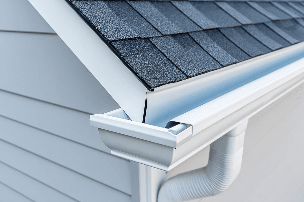 Drip edge flashing along roof eaves