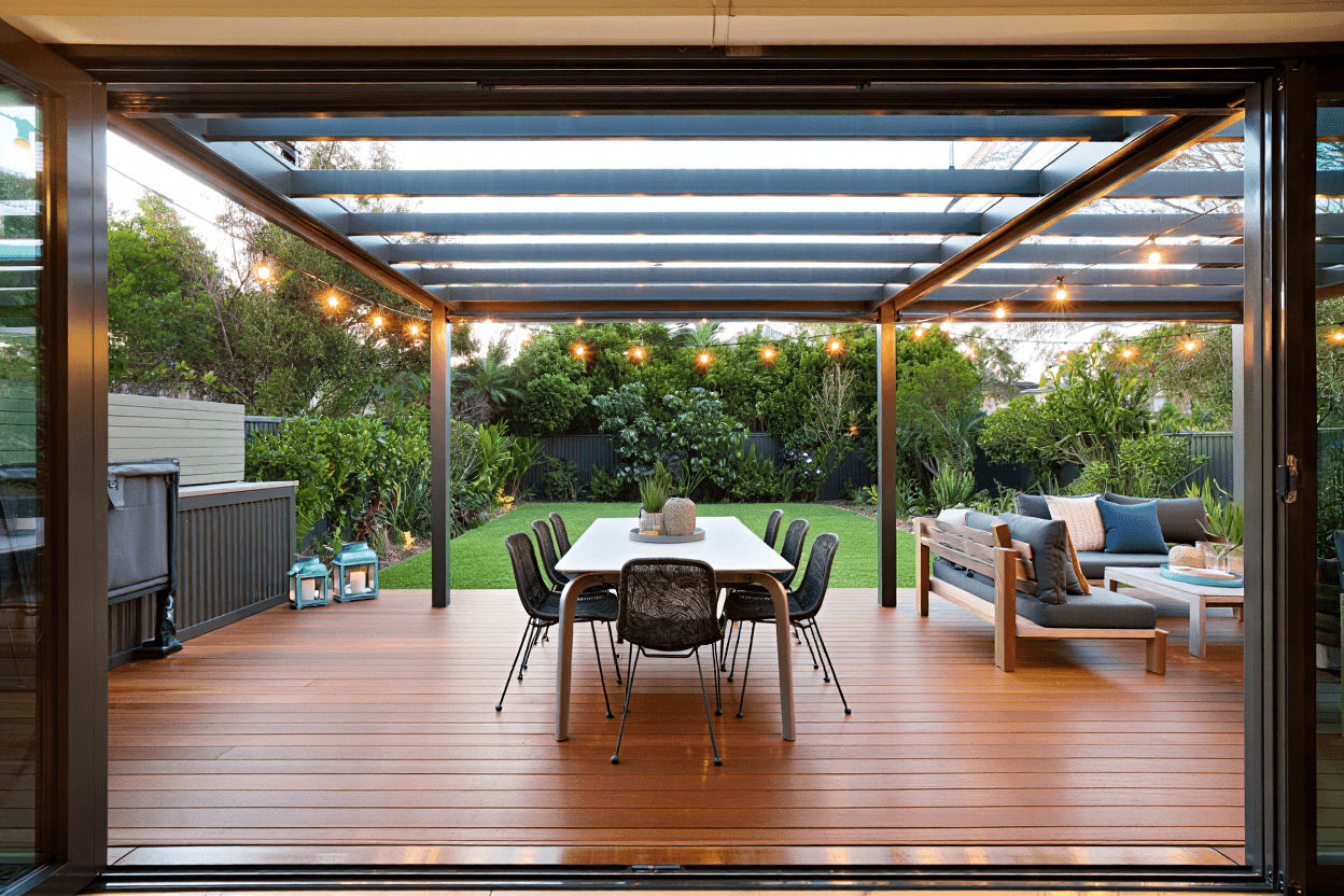 Custom pergola builder Canberra — modern outdoor living with Falcon Roofing
