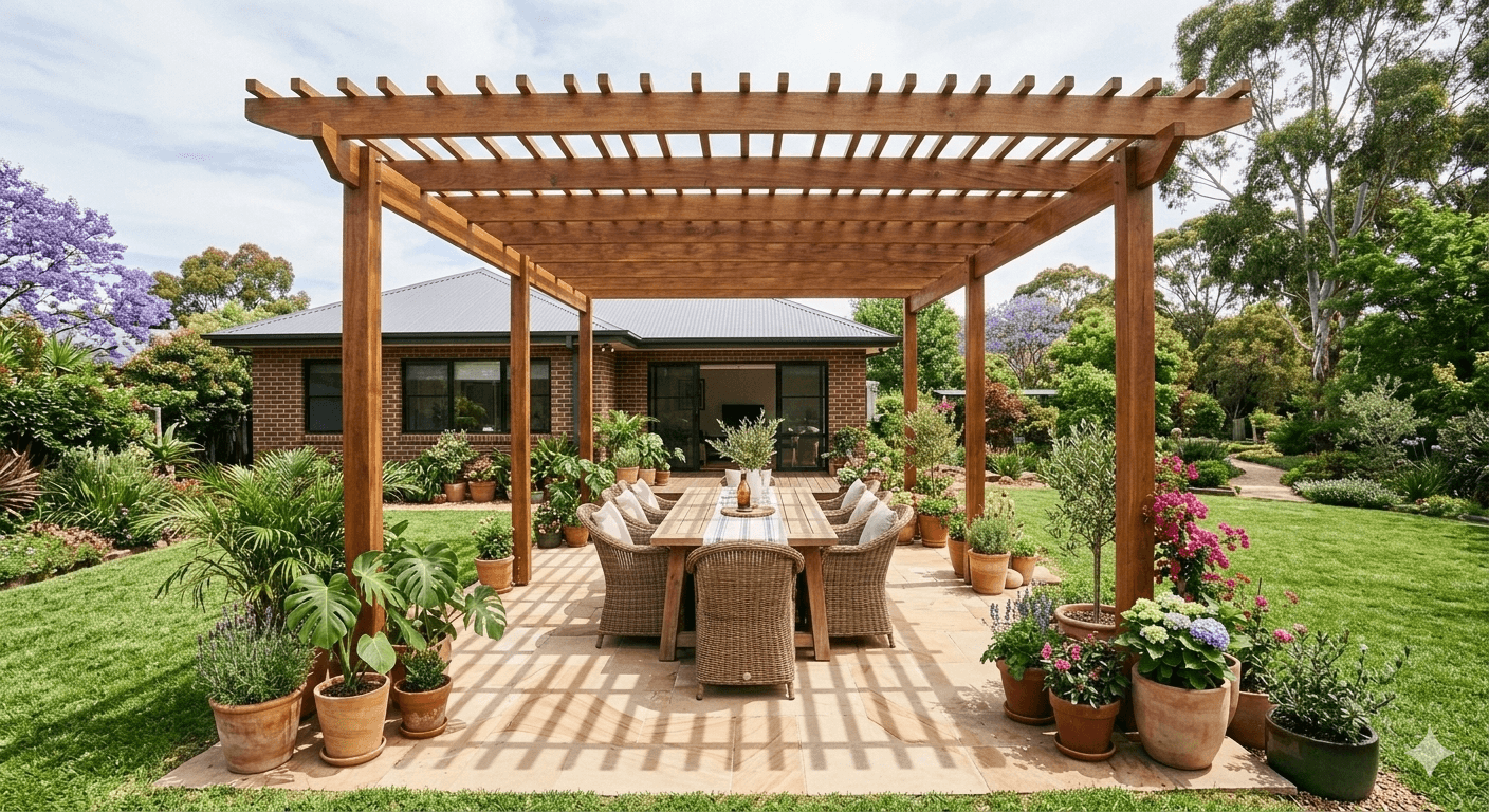 What is a pergola - outdoor structure with posts and roof