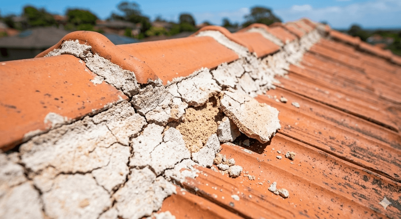 Roof rebedding process Canberra - tile roof ridge repair