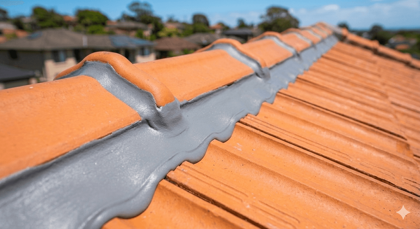 Roof repointing contractors Canberra - ridge pointing close-up