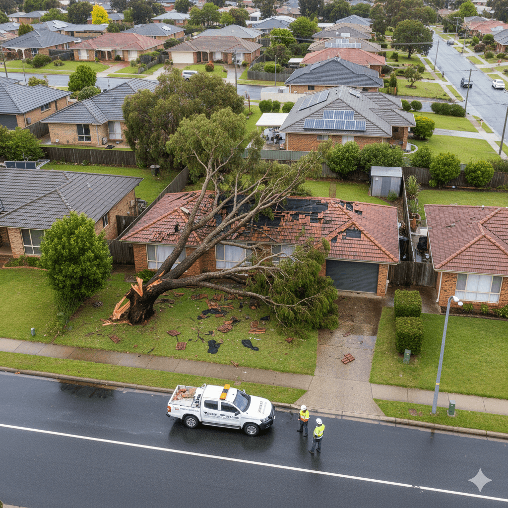 Fallen tree roof damage Canberra ACT – Falcon Roofing