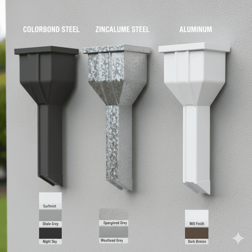 Colorbond steel and other gutter materials used for gutter replacement Canberra projects