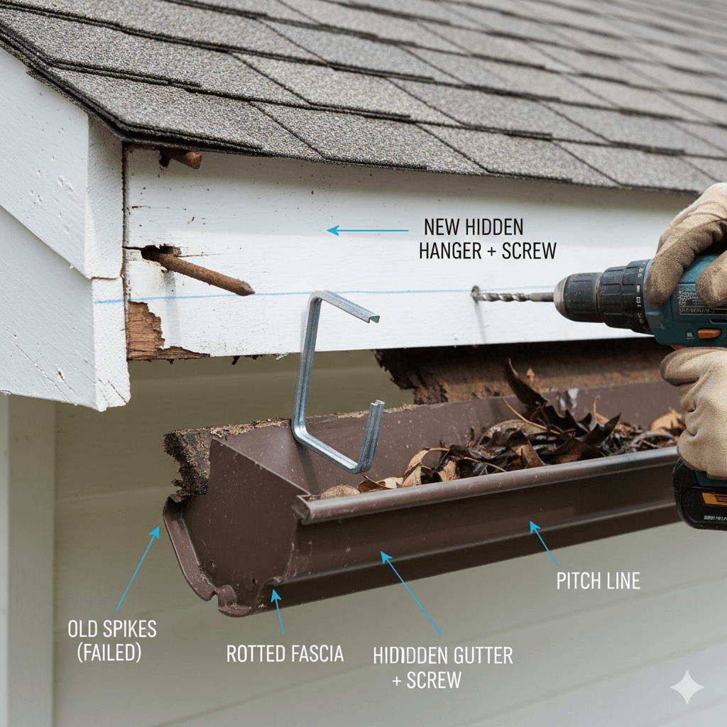 Sagging gutters pulling away from the roofline — a clear sign you need gutter replacement Canberra services